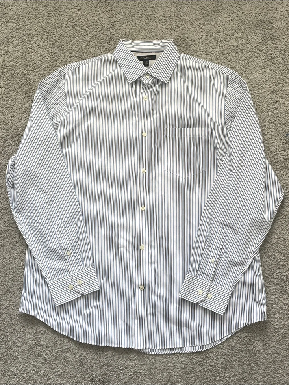 Banana Republic Men's Dress Shirts - Light Blue & White Thin Stripe
